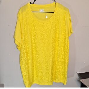 Basic Editions Yellow Boxy Short Sleeve T-Shirt 3x NWOT